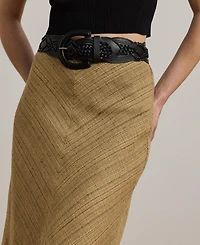 Lauren Ralph Women's Herringbone Linen-Blend Tweed Skirt