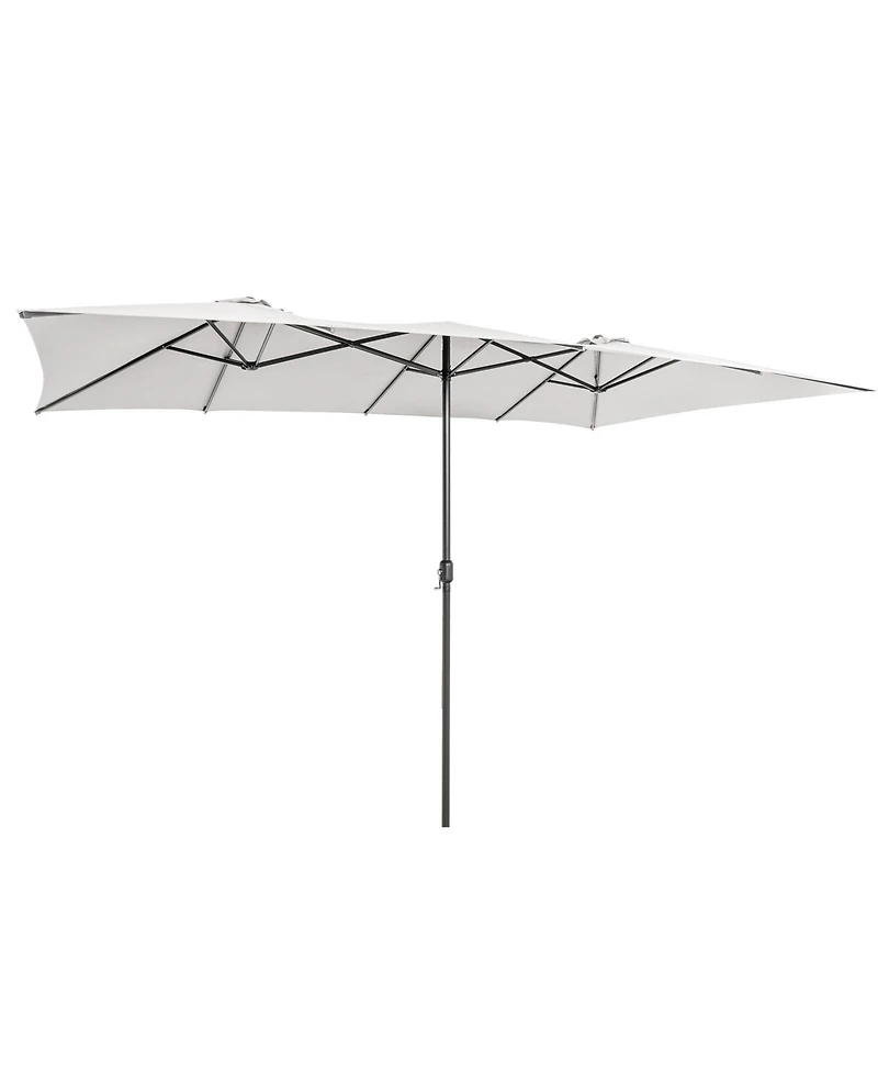 Gymax 15FT Double-Sided Market Umbrella Large Crank Handle Vented Twin Patio