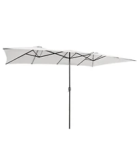 Gymax 15FT Double-Sided Market Umbrella Large Crank Handle Vented Twin Patio
