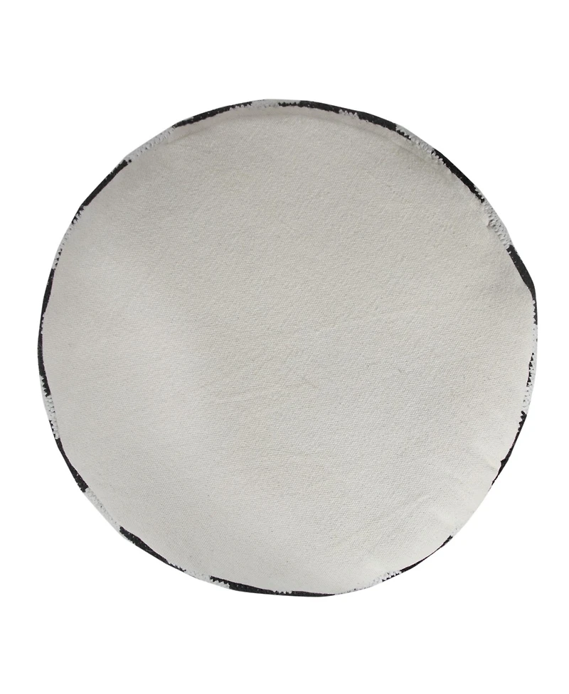 18" Black Cotton Blend Ottoman