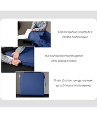 Aoodor Outdoor Chair Cushions Set of 2, 25"x25", Water Resistant Deep Seat with Handle & Adjustable Straps.