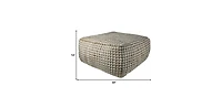 Textured Hemp Dotted Rectangle Pouf for Footrest and Home Decor Accent