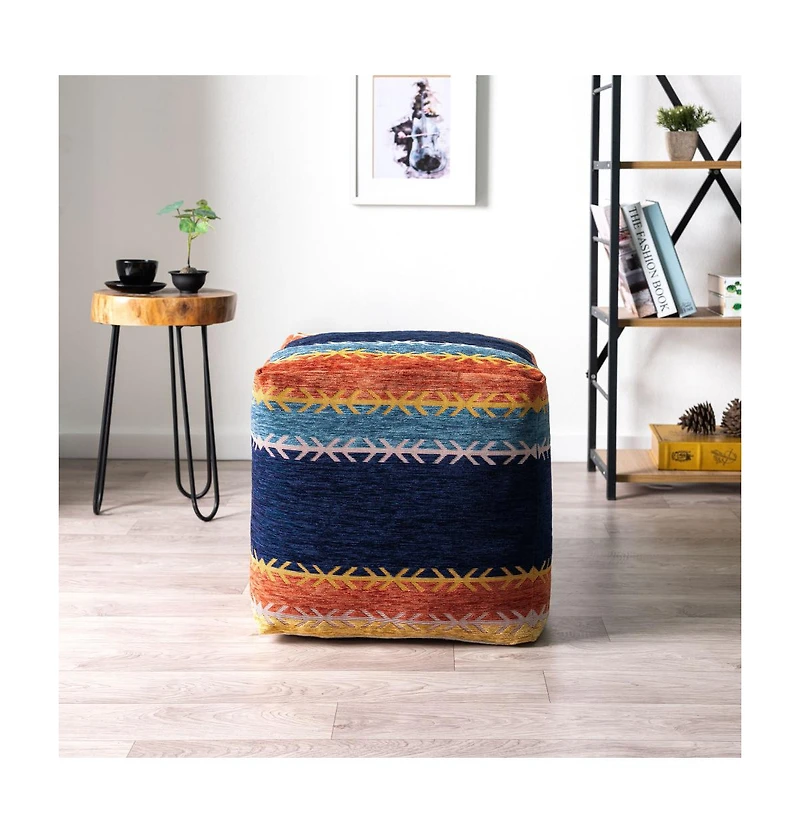 18" Multicolored Polyester Blend Ottoman