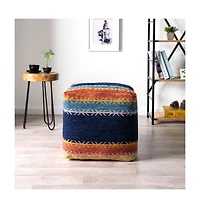 18" Multicolored Polyester Blend Ottoman