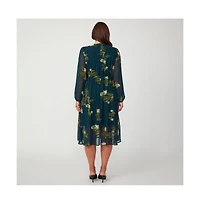 Estelle Summit Bloom Navy Long Sleeve Midi Dress
