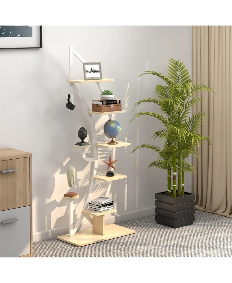 6-Tier 9 Potted Metal Plant Stand Holder Display Shelf with Hook