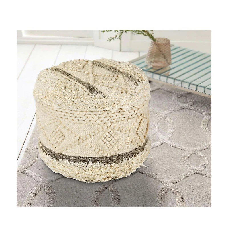 Round Wool Ottoman for Comfortable Footrest and Living Room Seating