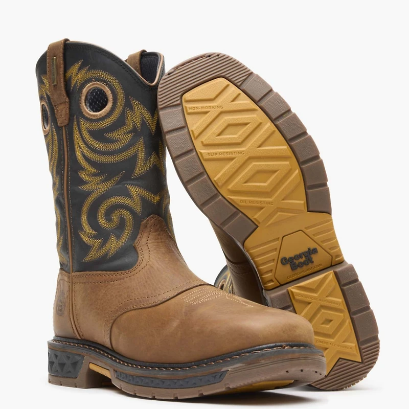 Georgia Boot Men's Carbo-Tec Lt Steel Toe Waterproof Pull On Work Boot