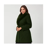 Estelle Grammys Green Olive Fur Collar Coat