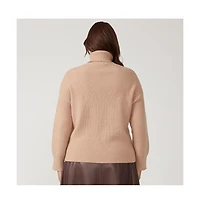 Estelle Cadence Beige Turtle Neck Sweater Knit