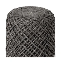 Soft Wool Cylindrical Pouf with Diamond Design for Home Decor and Footrest