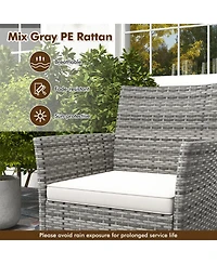 2 Pieces Outdoor Pe Rattan Armchairs with Cozy Seat Cushions