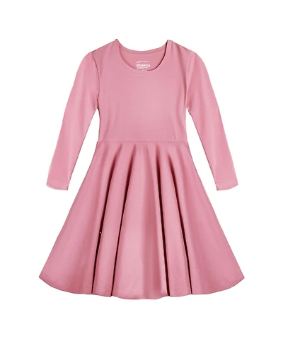 Mightly Girls Fair Trade Organic Cotton Solid 3/4 Sleeve Twirl Dress