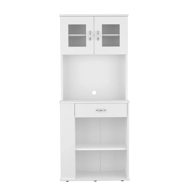 Pantry Cabinet with Two Door Panels and Side Open Shelves