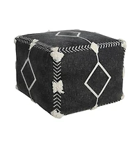 18" Black 100% Cotton Ottoman