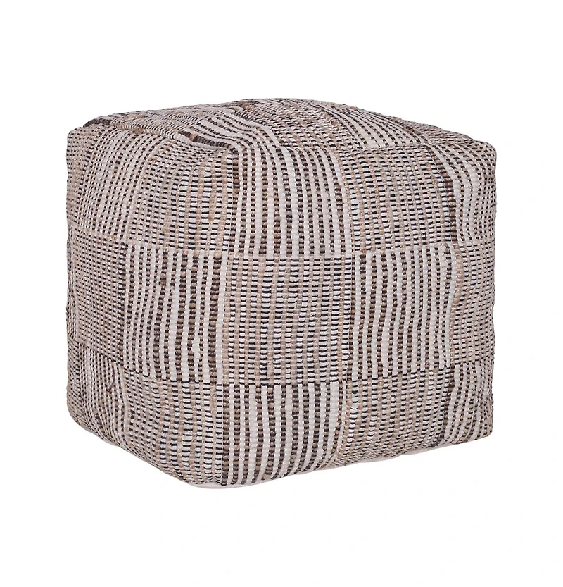 Geometric Cotton Pouf – Square Ottoman for Living Room Seating or Boho Style Accent
