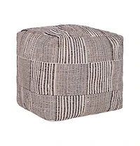 Geometric Cotton Pouf – Square Ottoman for Living Room Seating or Boho Style Accent