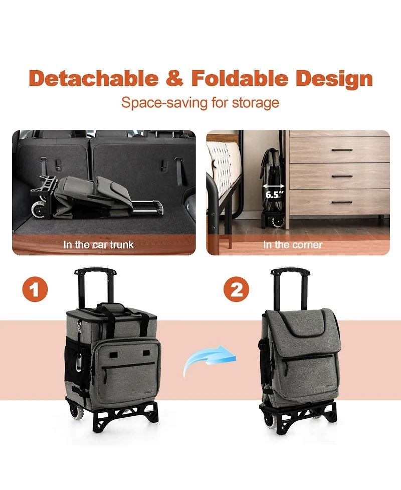 50-Can Large Leakproof Rolling Cooler with Detachable Bottom Plate