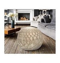 20" Cream 100% Cotton Ottoman