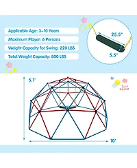 10 Feet Dome Climber with Swing and 800 Lbs Load Capacity
