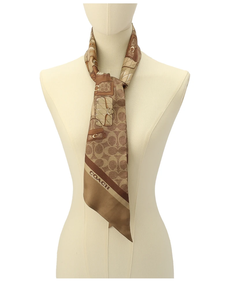 Coach Stacked Tabby Bags Print Silk Skinny Scarf