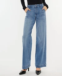 Kancan Women's High Rise Wide Leg Pull On Jeans