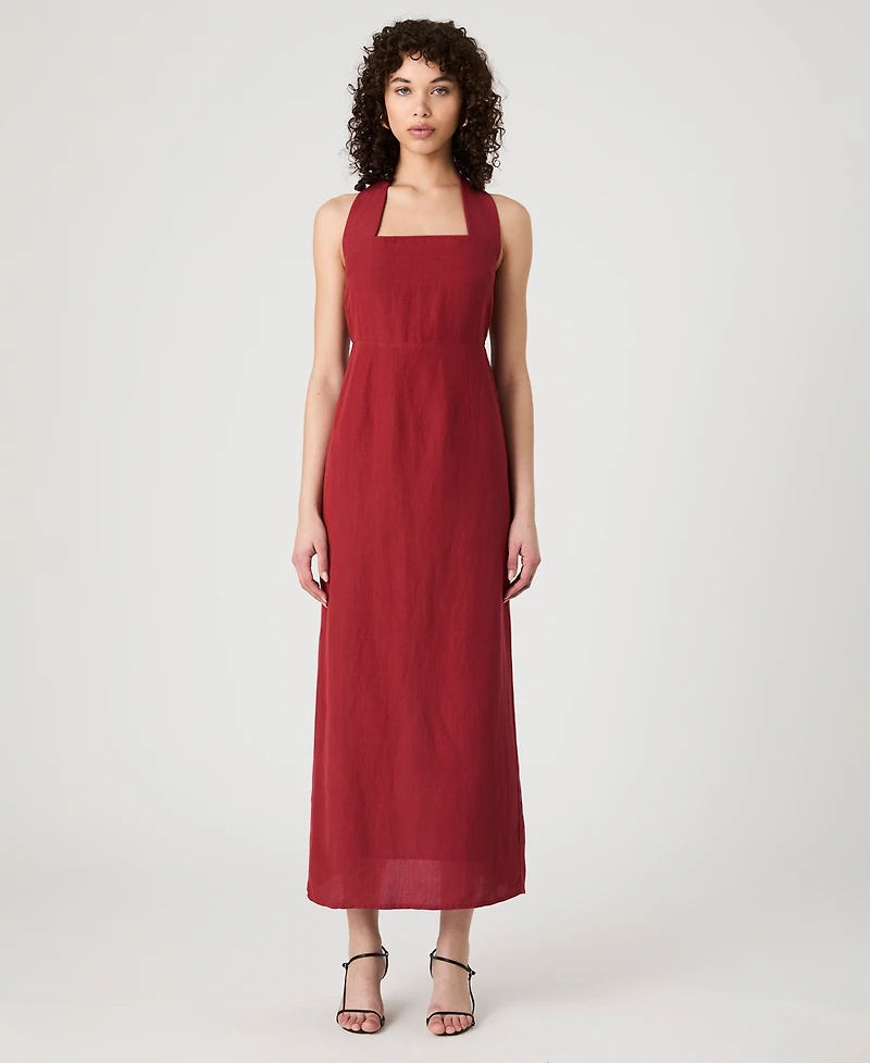 French Connection Women's Birdie Linen-Blend Halter-Neck Midi Dress