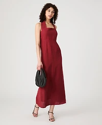 French Connection Women's Birdie Linen-Blend Halter-Neck Midi Dress
