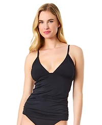 CeCe Women's La Vie A Mer Plunge-Neck Tankini Top