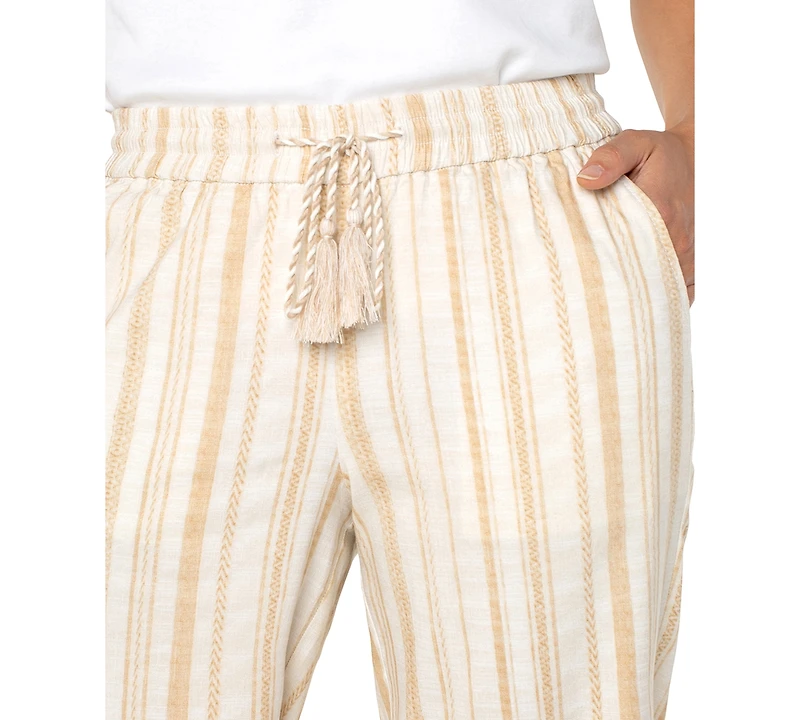 Liverpool Los Angeles Petite Stripe Drawstring Wide-Leg Pants