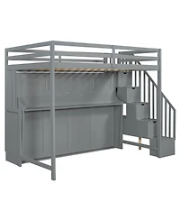 Full Over Full Size Murphy Bed with Hydraulic Lift & Desk Design