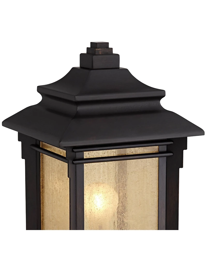 Franklin Iron Works Hickory Point Rustic Farmhouse Outdoor Pier Mount Lights Set of 2 Walnut Bronze 16 1/2" Frosted Cream Glass for Exterior Barn