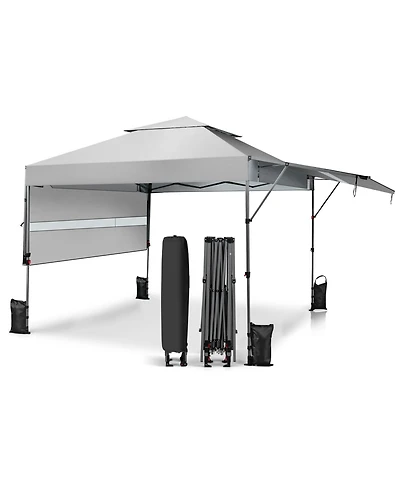 10 x 17.6 Feet Outdoor Instant Pop-up Canopy Tent with Dual Half Awnings-White