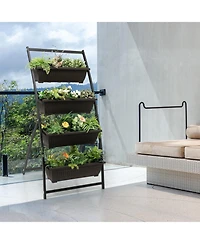 4-Tier Vertical Raised Garden Bed with 4 Containers and Drainage Holes