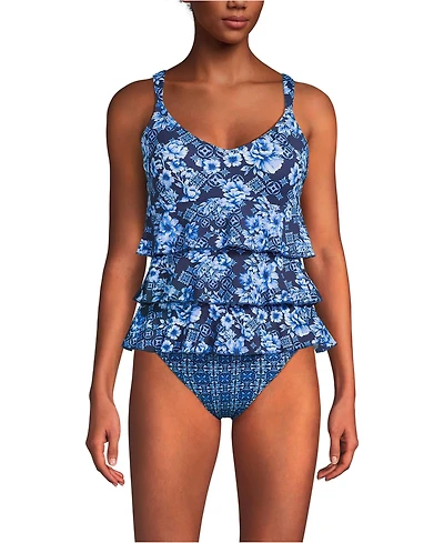 Lands' End Women's Long Torso Ruffle Fauxkini One Piece Swimsuit