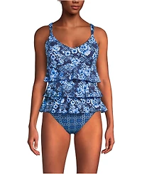 Lands' End Women's Long Torso Ruffle Fauxkini One Piece Swimsuit