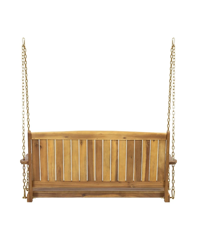 8.25 in. Outdoor Acacia Wood Porch Swing with 8 Feet Chains