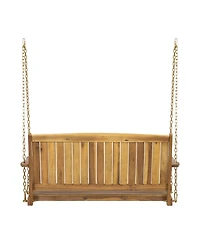 8.25 in. Outdoor Acacia Wood Porch Swing with 8 Feet Chains