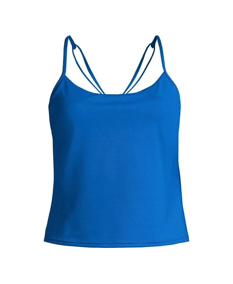Lands' End Women's Long Torso Tugless QuickDry Adjustable Strappy Back Tankini Top