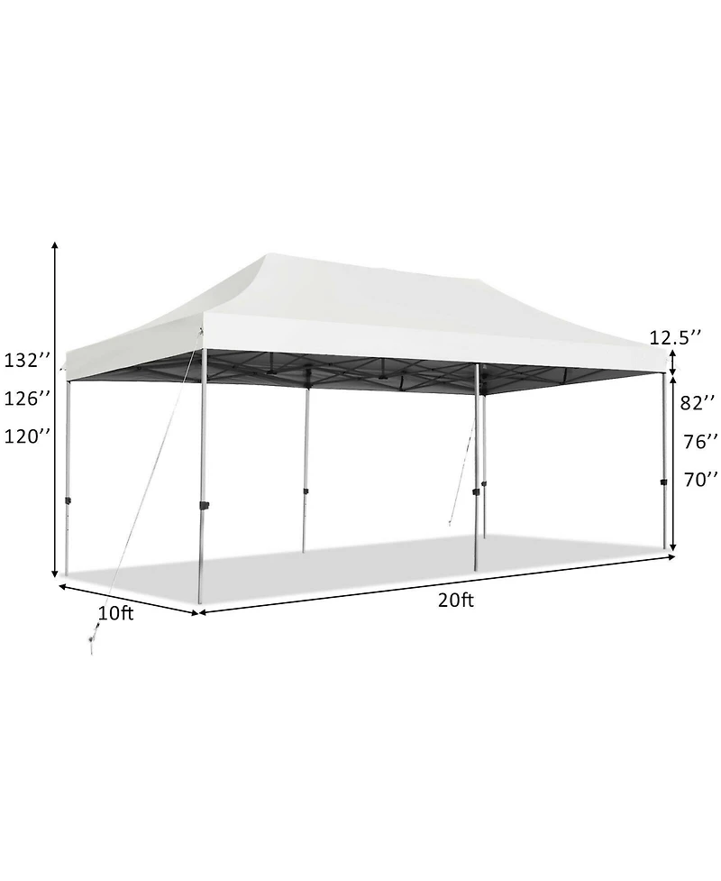 10 x 20 Feet Adjustable Folding Heavy Duty Sun Shelter with Carrying Bag-White