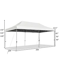 10 x 20 Feet Adjustable Folding Heavy Duty Sun Shelter with Carrying Bag-White