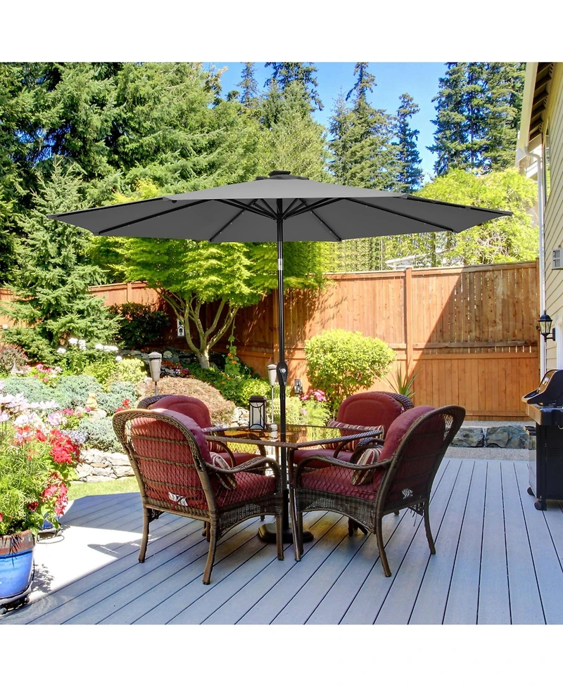 10 Feet Outdoor Patio Umbrella with Bright Solar Led Lights-Gray