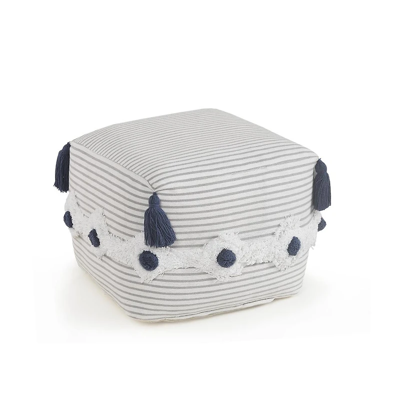 18" Grey 100% Cotton Ottoman