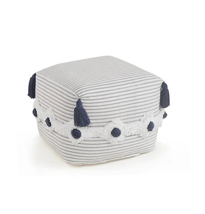 18" Grey 100% Cotton Ottoman