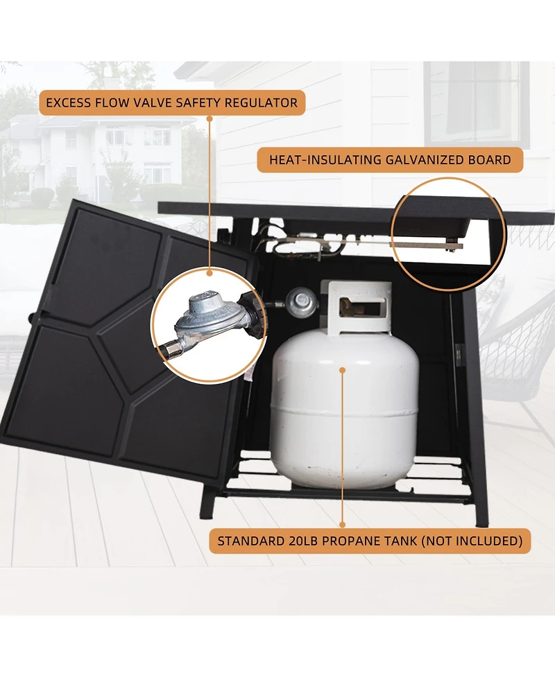 28 in. Metal Outdoor Propane Gas Fire Pit Table 40,000 Btu Steel Fire Pit with Steel Lid, Weather Cover, Csa-pproved