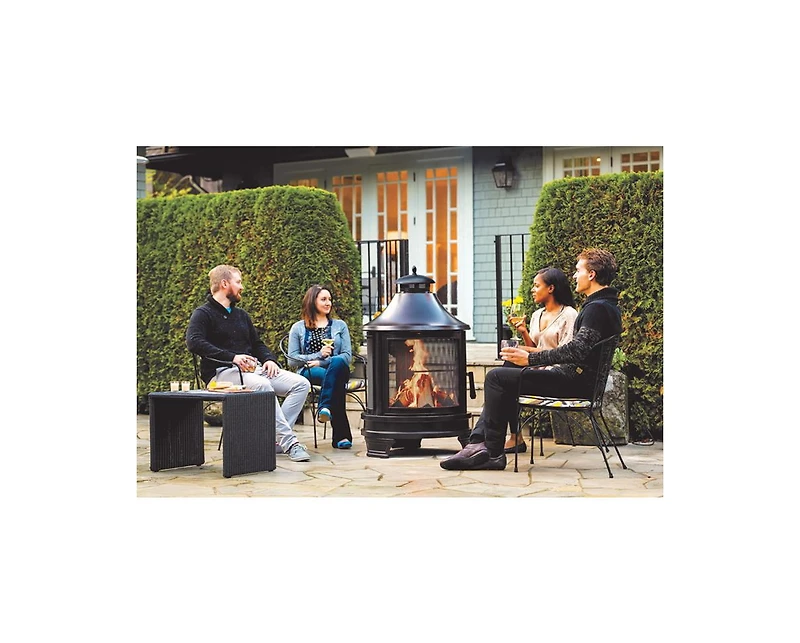 Metal Outdoor Garden 2-in-1 Heating Stove Fireplace Fire Pit with Rotatable and Removable Cooking Stove Rack