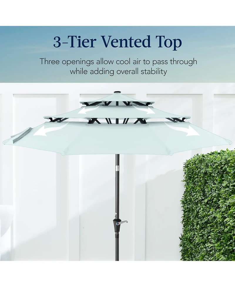 Best Choice Products 10ft 3-Tier Patio Umbrella, Market Sun Shade w/ Tilt Adjustment