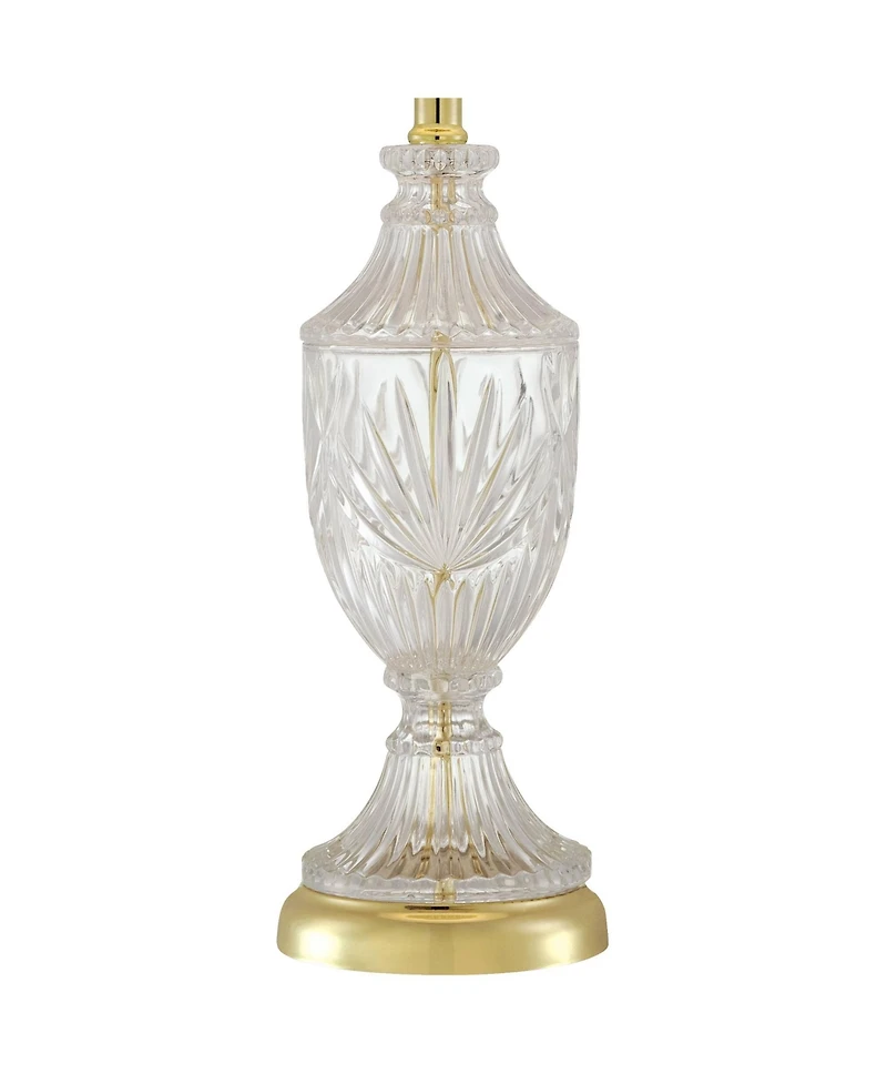 Regency Hill Traditional Table Lamps 26.5" High Set of 2 Cut Glass Urn Brass White Cream Bell Shade for Living Room Family Bedroom Bedside