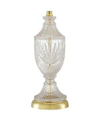 Regency Hill Traditional Table Lamps 26.5" High Set of 2 Cut Glass Urn Brass White Cream Bell Shade for Living Room Family Bedroom Bedside