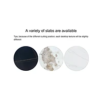 Streamdale 42" Round Sintered Stone Table & 6 White/Silver Chairs